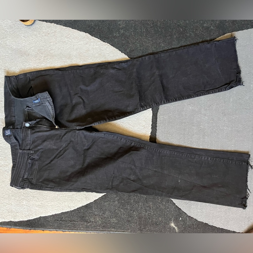 Stretchy black straight leg jeans